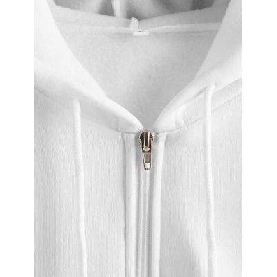 EZwear Solid Zip Up Drawstring Crop Hoodie - Choose Your Size