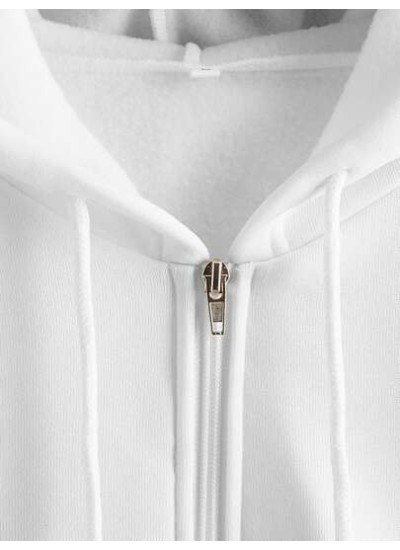 EZwear Solid Zip Up Drawstring Crop Hoodie - Choose Your Size