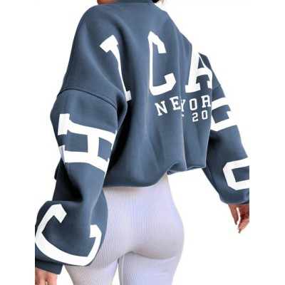 EZwear Text Pattern Long Sleeve Casual Sweatshirt - Choose Your Size