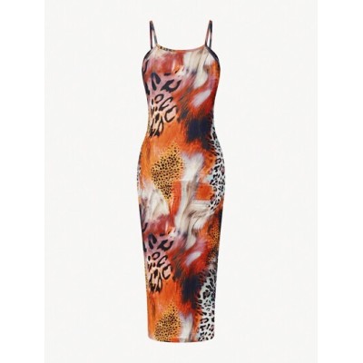 SXY Animal Print Spliced Slim Fit Sleeveless Dress - Choose Your Size