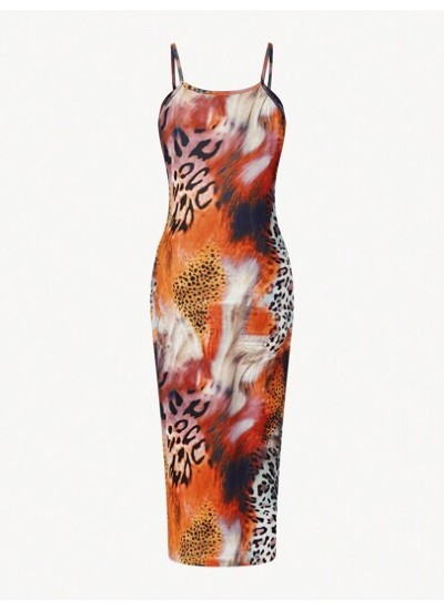 SXY Animal Print Spliced Slim Fit Sleeveless Dress - Choose Your Size