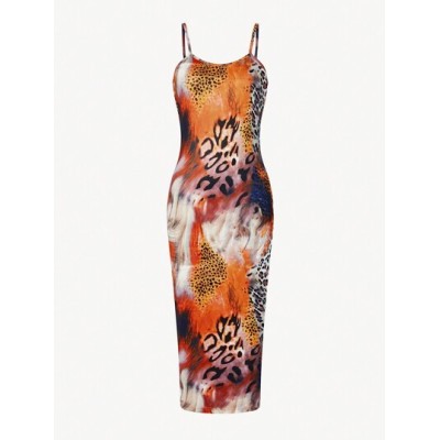 SXY Animal Print Spliced Slim Fit Sleeveless Dress - Choose Your Size