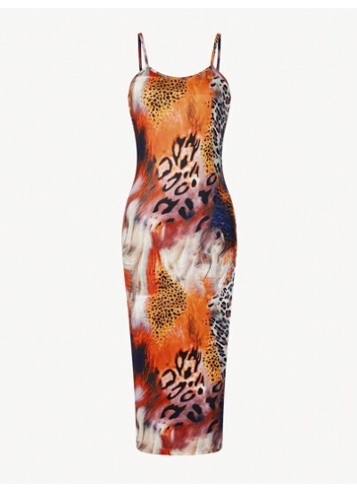 SXY Animal Print Spliced Slim Fit Sleeveless Dress - Choose Your Size