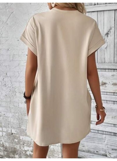 LUNE Solid Batwing Sleeve Hidden Pocket Tee Dress - Choose Your Size