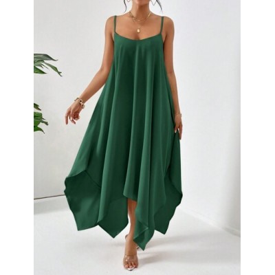 Essnce Stylish Women.s Loose Fit Maxi Length Spaghetti Strap Dress - Choose You