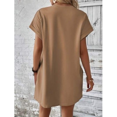 LUNE Solid Batwing Sleeve Tee Dress - Choose Your Size