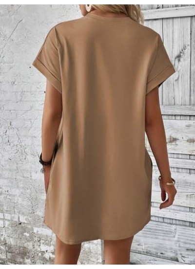 LUNE Solid Batwing Sleeve Tee Dress - Choose Your Size