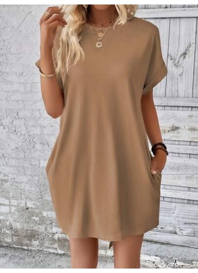 LUNE Solid Batwing Sleeve Tee Dress - Choose Your Size