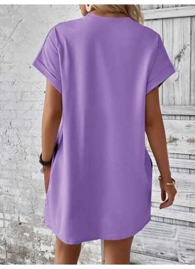 LUNE Solid Hidden Pocket Batwing Sleeve Tee Dress - Choose Your Size