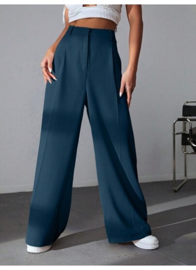 EZwear Solid Color Pleated Wide Leg Pants - Choose Your Size