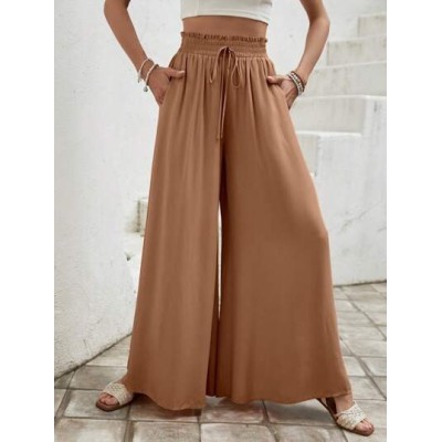 LUNE Paperbag Waist Knot Front Wide Leg Pants - Choose Your Size