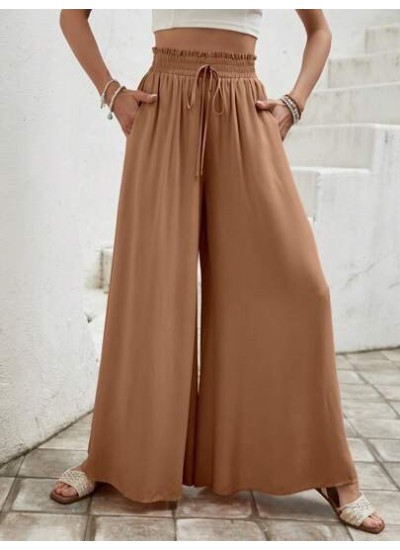 LUNE Paperbag Waist Knot Front Wide Leg Pants - Choose Your Size