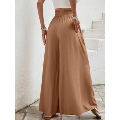 LUNE Paperbag Waist Knot Front Wide Leg Pants - Choose Your Size