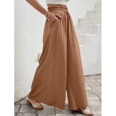 LUNE Paperbag Waist Knot Front Wide Leg Pants - Choose Your Size