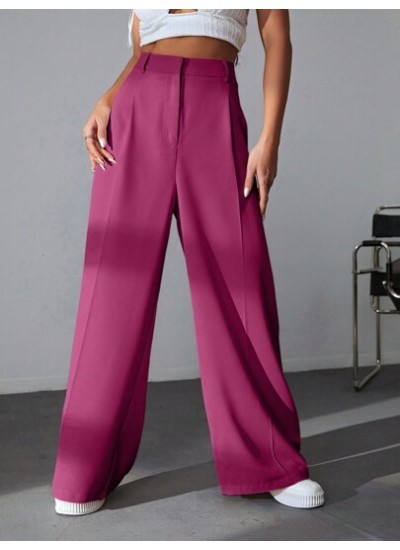 EZwear Solid Color Pleated Wide Leg Pants - Choose Your Size