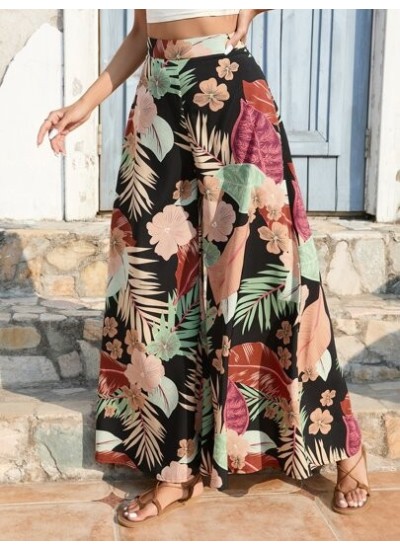 VCAY Tropical Print Wide Leg Pants - Choose Your Size