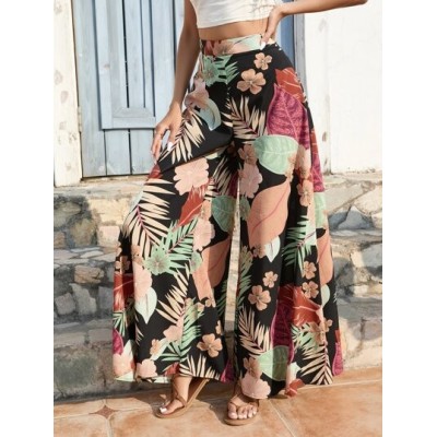 VCAY Tropical Print Wide Leg Pants - Choose Your Size