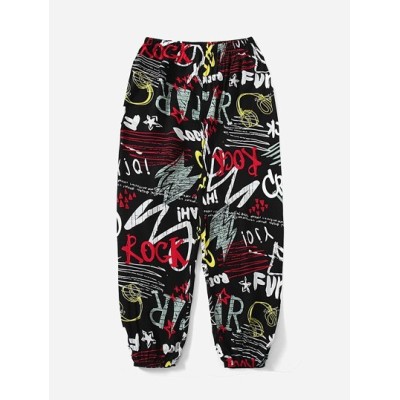 EZwear Graffiti Print Tapered Pants - Choose Your Size