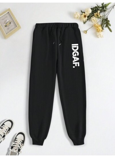 Slayr Women.s Letter Print Drawstring Waist Sweatpants - Choose Your Size