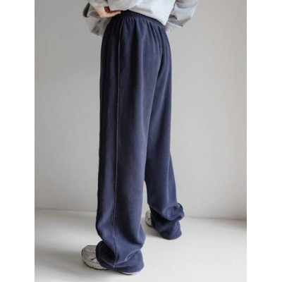 Solid Elastic Waist Slant Pocket Sweatpants - Choose Your Size