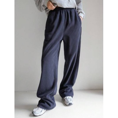 Solid Elastic Waist Slant Pocket Sweatpants - Choose Your Size