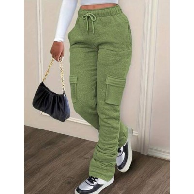 Essnce Solid Color Drawstring Waist Flip Pocket Sweatpants - Choose Your Size