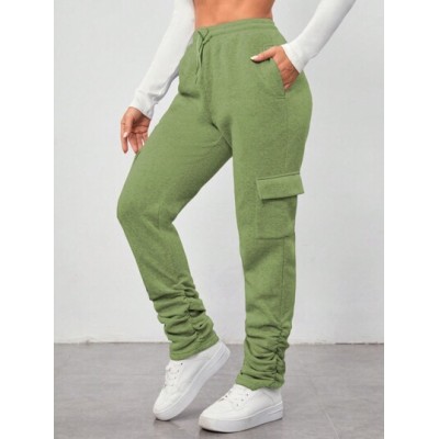 Essnce Solid Color Drawstring Waist Flip Pocket Sweatpants - Choose Your Size