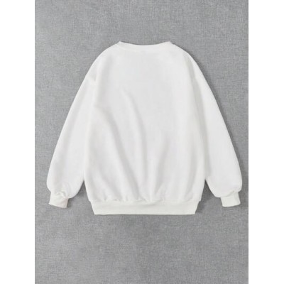 EZwear Letter & Butterfly Print Drop Shoulder Sweatshirt - Choose Your Size