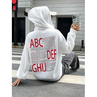 EZwear Slogan Graphic Drawstring Zip Up Drop Shoulder Hoodie - Choose Your Size