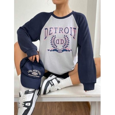 EZwear Letter Graphic Raglan Sleeve Sweatshirt - Choose Your Size