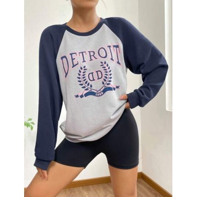 EZwear Letter Graphic Raglan Sleeve Sweatshirt - Choose Your Size