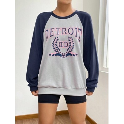 EZwear Letter Graphic Raglan Sleeve Sweatshirt - Choose Your Size