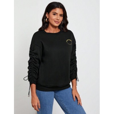 Claude Russell Letter Graphic Drawstring Side Drop Shoulder Sweatshirt - Choose