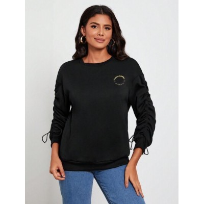 Claude Russell Letter Graphic Drawstring Side Drop Shoulder Sweatshirt - Choose