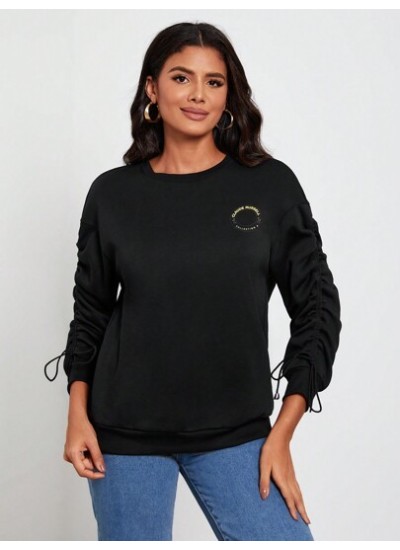 Claude Russell Letter Graphic Drawstring Side Drop Shoulder Sweatshirt - Choose