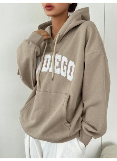 Letter Graphic Kangaroo Pocket Drop Shoulder Drawstring Hoodie - Choose Your Si