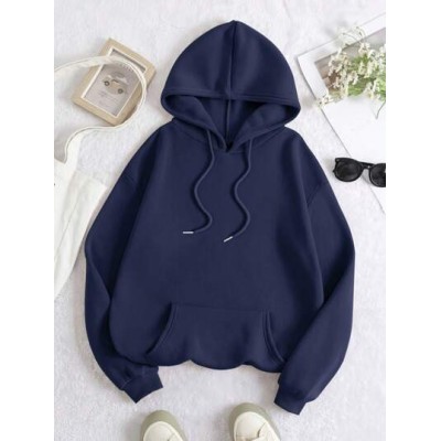 EZwear Women.s Solid Color Hooded Fleece Sweatshirt With Drawstring - Choose Yo