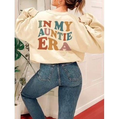 EZwear Letter Print Round Neck Sweatshirt - Choose Your Size