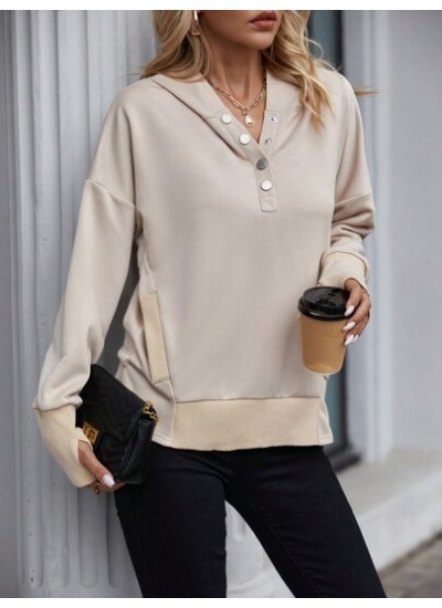 LUNE Half Button Drop Shoulder Hoodie - Choose Your Size