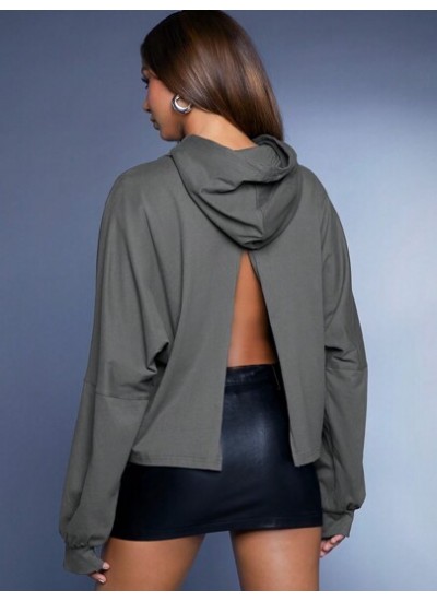 Haute Drop Shoulder High Low Hem Hoodie - Choose Your Size