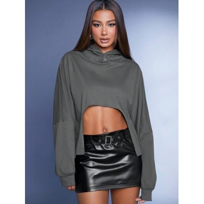 Haute Drop Shoulder High Low Hem Hoodie - Choose Your Size