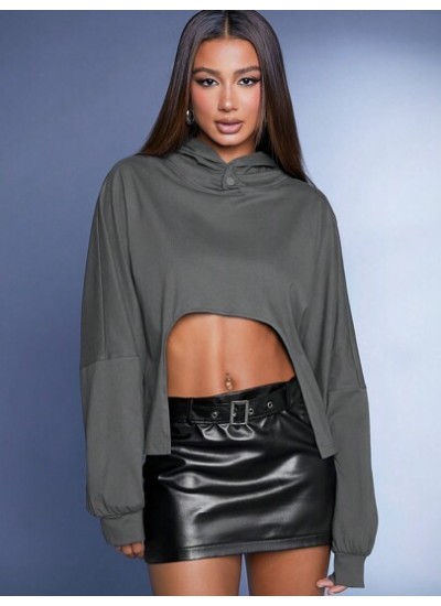 Haute Drop Shoulder High Low Hem Hoodie - Choose Your Size