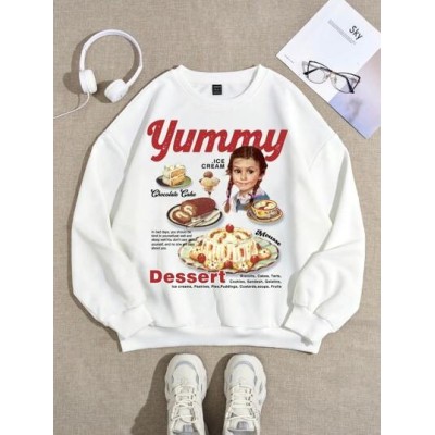 EZwear Loose, Casual Cartoon Printed Ladies Sweatshirt, Ideal For Autumn And Wi