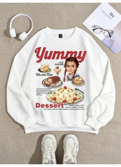 EZwear Loose, Casual Cartoon Printed Ladies Sweatshirt, Ideal For Autumn And Wi