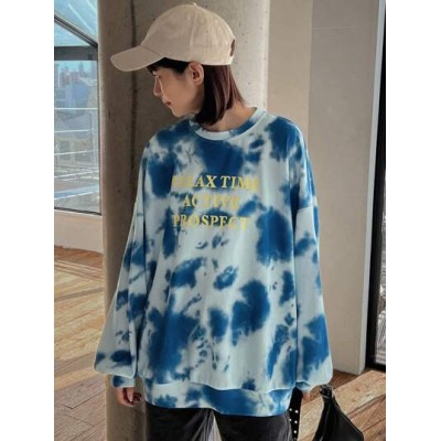 Tie Dye Slogan Graphic Drop Shoulder Sweatshirt - Choose Your Size