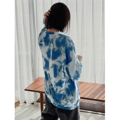 Tie Dye Slogan Graphic Drop Shoulder Sweatshirt - Choose Your Size