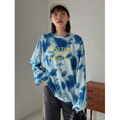 Tie Dye Slogan Graphic Drop Shoulder Sweatshirt - Choose Your Size