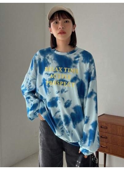 Tie Dye Slogan Graphic Drop Shoulder Sweatshirt - Choose Your Size