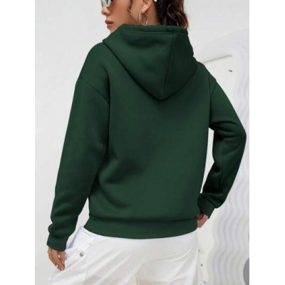 EZwear Letter Graphic Kangaroo Pocket Drop Shoulder Drawstring Hoodie - Choose