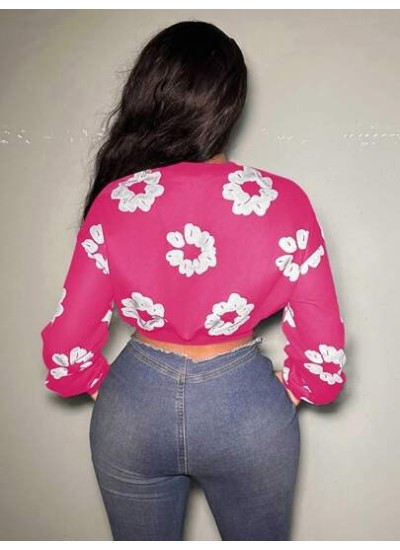 Slayr Ladies" Abstract Flower Printed Long Sleeve Sweatshirt - Choose Your Size